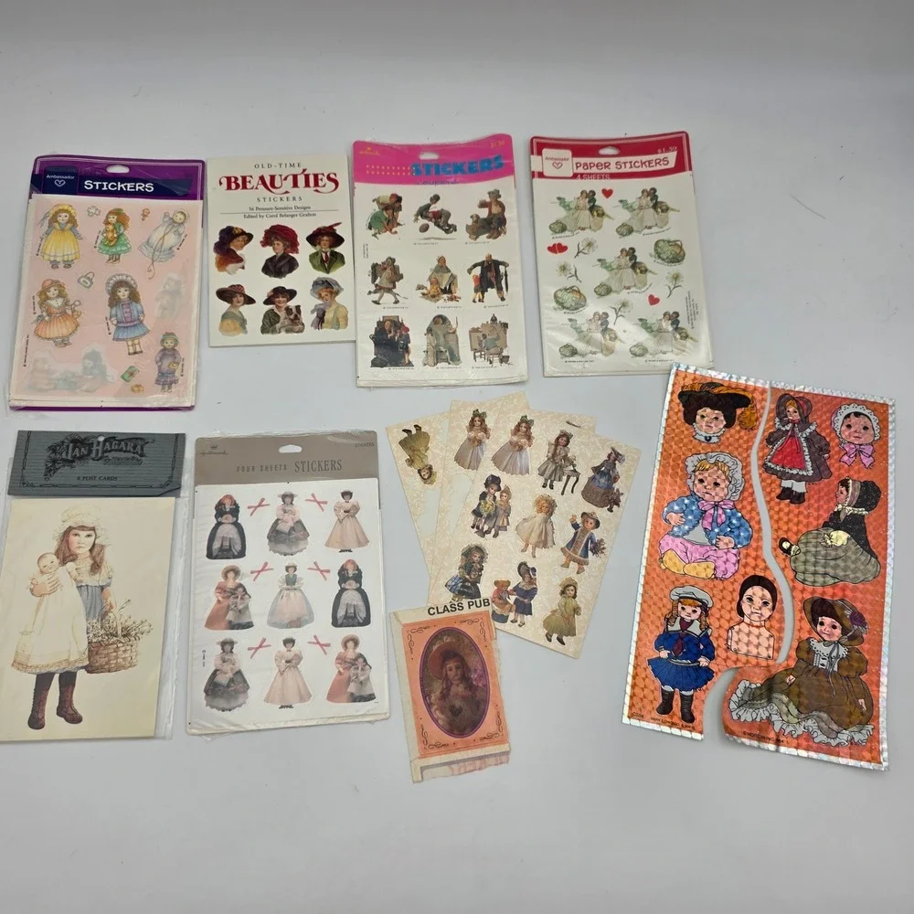 Vintage Hallmark Ambassador Sticker Lot Jan Hagara Postcards Victorian Ephemera